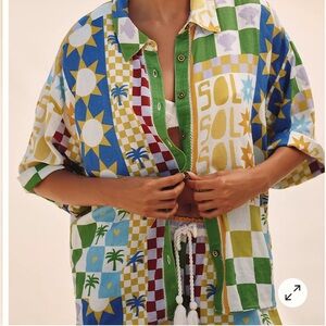 NWT Anthropologie Celandine Linen Blend Button Down Shirt
